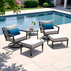 Ensemble de conversation d'extérieur Venetia 5 pièces en Sunbrella avec fauteuils pivotants