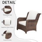 Ensemble de conversation extérieur en rotin 5 pièces avec canapé 3 places, 2 chaises et ottomans pour terrasse ou balcon