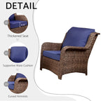 Ensemble de conversation extérieur en rotin 5 pièces avec canapé 3 places, 2 chaises et ottomans pour terrasse ou balcon