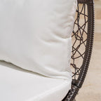 Lit de Repos Extérieur en Rotin Tressé avec Auvent et Coussin Résistant à l'Eau