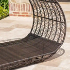 Lit de Repos Extérieur en Rotin Tressé avec Auvent et Coussin Résistant à l'Eau