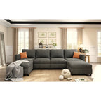 Christopher Knight Home - Canapé-lit sectionnel modulaire en U Stellar avec rangement, 6 places, pouf et tissu chenille