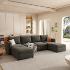 Christopher Knight Home - Canapé-lit sectionnel modulaire en U Stellar avec rangement, 6 places, pouf et tissu chenille