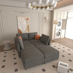 Christopher Knight Home - Canapé-lit sectionnel modulaire en U Stellar avec rangement, 6 places, pouf et tissu chenille