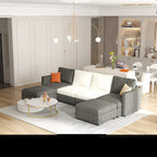 Christopher Knight Home - Canapé-lit sectionnel modulaire en U Stellar avec rangement, 6 places, pouf et tissu chenille