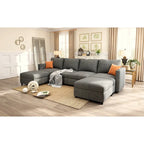 Christopher Knight Home - Canapé-lit sectionnel modulaire en U Stellar avec rangement, 6 places, pouf et tissu chenille