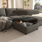 Christopher Knight Home - Canapé-lit sectionnel modulaire en U Stellar avec rangement, 6 places, pouf et tissu chenille