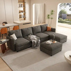 Christopher Knight Home - Canapé-lit sectionnel modulaire en U Stellar avec rangement, 6 places, pouf et tissu chenille