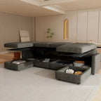 Christopher Knight Home - Canapé-lit sectionnel modulaire en U Stellar avec rangement, 6 places, pouf et tissu chenille