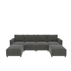 Christopher Knight Home - Canapé-lit sectionnel modulaire en U Stellar avec rangement, 6 places, pouf et tissu chenille