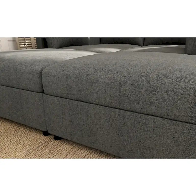 Christopher Knight Home - Canapé-lit sectionnel modulaire en U Stellar avec rangement, 6 places, pouf et tissu chenille