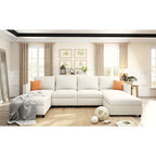 Christopher Knight Home - Canapé-lit sectionnel modulaire en U Stellar avec rangement, 6 places, pouf et tissu chenille