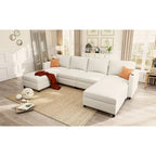 Christopher Knight Home - Canapé-lit sectionnel modulaire en U Stellar avec rangement, 6 places, pouf et tissu chenille