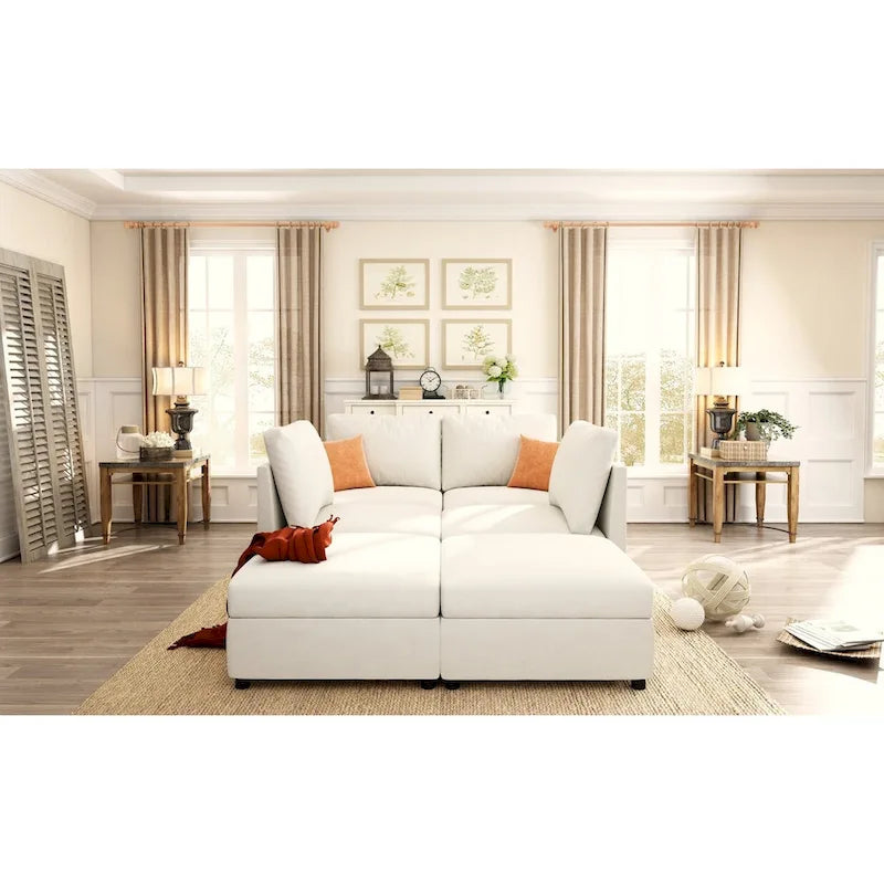Christopher Knight Home - Canapé-lit sectionnel modulaire en U Stellar avec rangement, 6 places, pouf et tissu chenille