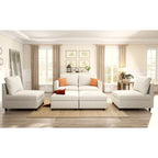 Christopher Knight Home - Canapé-lit sectionnel modulaire en U Stellar avec rangement, 6 places, pouf et tissu chenille