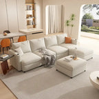 Christopher Knight Home - Canapé-lit sectionnel modulaire en U Stellar avec rangement, 6 places, pouf et tissu chenille