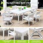 GDFStudio - Ensemble de salle à manger d'extérieur 7 pièces en aluminium blanc mat et gris avec coussins Sunbrella