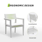 GDFStudio - Ensemble de salle à manger d'extérieur 7 pièces en aluminium blanc mat et gris avec coussins Sunbrella