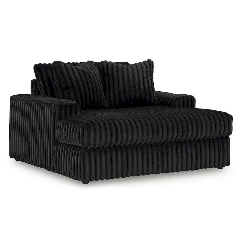 Signature Design by Ashley Midnight-Madness, grande méridienne noire – 163 cm (L) x 173 cm (P) x 104 cm (H)