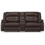 Signature Design by Ashley Punch Up Canapé sectionnel inclinable électrique 3 pièces brun foncé avec console - 93W x 39D x 41H