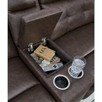 Signature Design by Ashley Punch Up Canapé sectionnel inclinable électrique 3 pièces brun foncé avec console - 93W x 39D x 41H