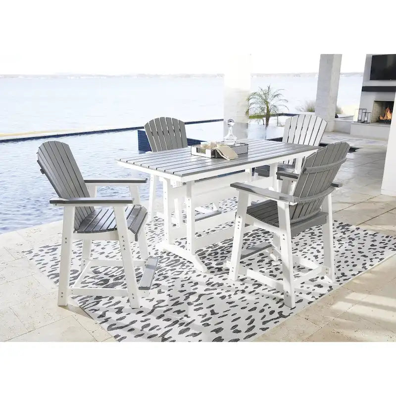 Signature Design by Ashley Transville White/Gray 5-Piece Outdoor Dining Package - 71.75 W x 37.5 D x 37 H