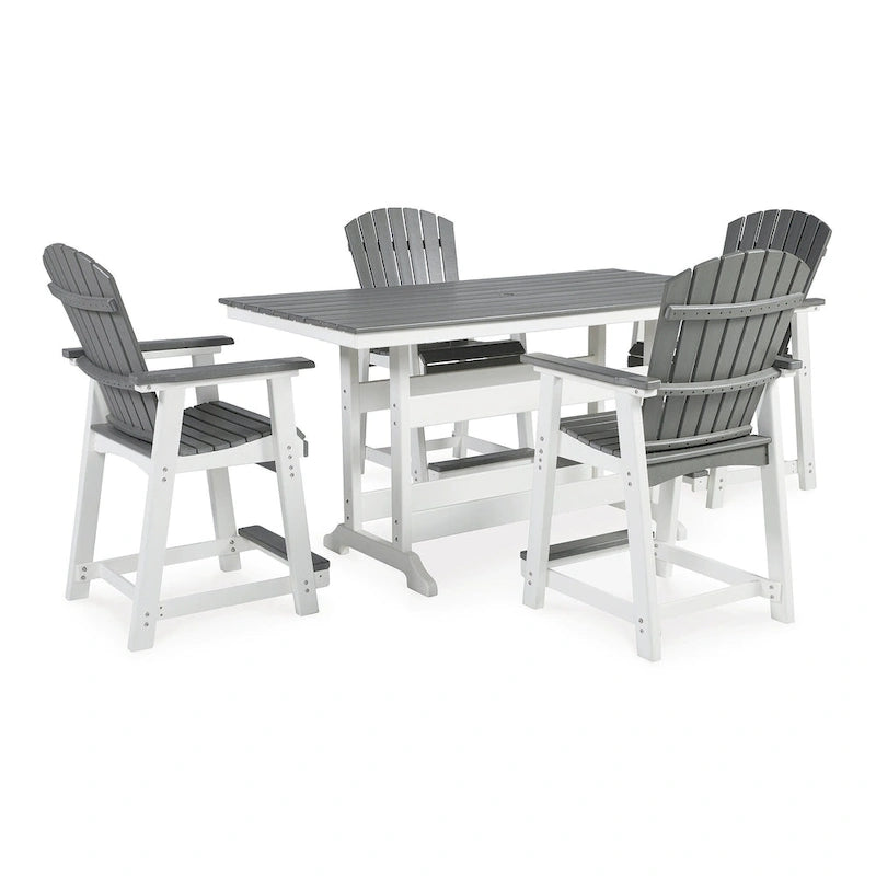 Signature Design by Ashley Transville White/Gray Ensemble de salle à manger d'extérieur 5 pièces - 71,75 L x 37,5 P x 37 H