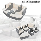 Ensemble de canapé d'angle modulable 6 pièces en rotin pour extérieur avec table basse, combinaison libre