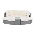 Ensemble de canapé d'angle modulable 6 pièces en rotin pour extérieur avec table basse, combinaison libre