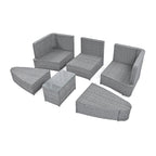 Ensemble de canapé d'angle modulable 6 pièces en rotin pour extérieur avec table basse, combinaison libre