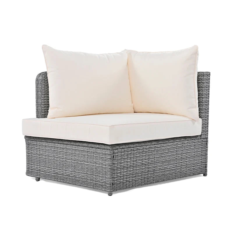 Ensemble de canapé d'angle modulable 6 pièces en rotin pour extérieur avec table basse, combinaison libre