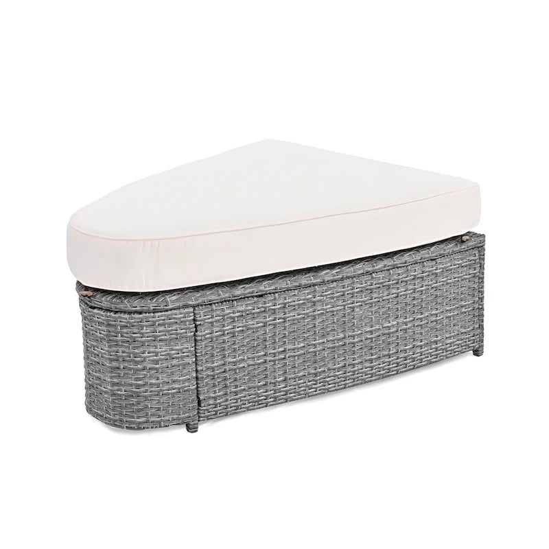 Ensemble de canapé d'angle modulable 6 pièces en rotin pour extérieur avec table basse, combinaison libre