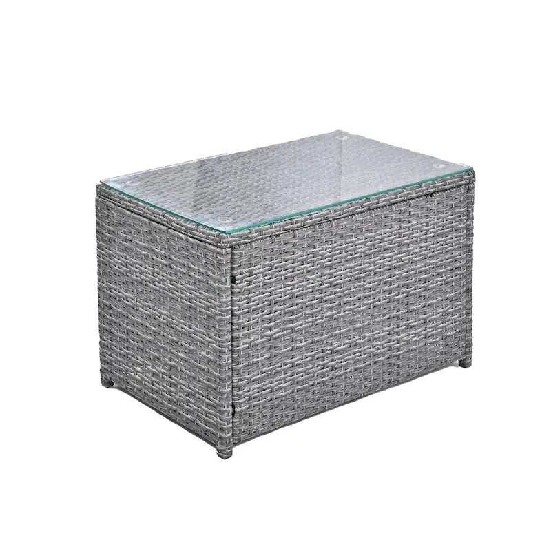 Ensemble de canapé d'angle modulable 6 pièces en rotin pour extérieur avec table basse, combinaison libre