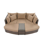 Ensemble de canapé d'angle modulable 6 pièces en rotin pour extérieur avec table basse, combinaison libre