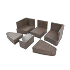 Ensemble de canapé d'angle modulable 6 pièces en rotin pour extérieur avec table basse, combinaison libre