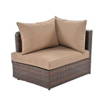 Ensemble de canapé d'angle modulable 6 pièces en rotin pour extérieur avec table basse, combinaison libre