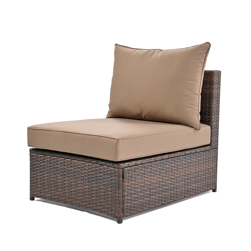 Ensemble de canapé d'angle modulable 6 pièces en rotin pour extérieur avec table basse, combinaison libre