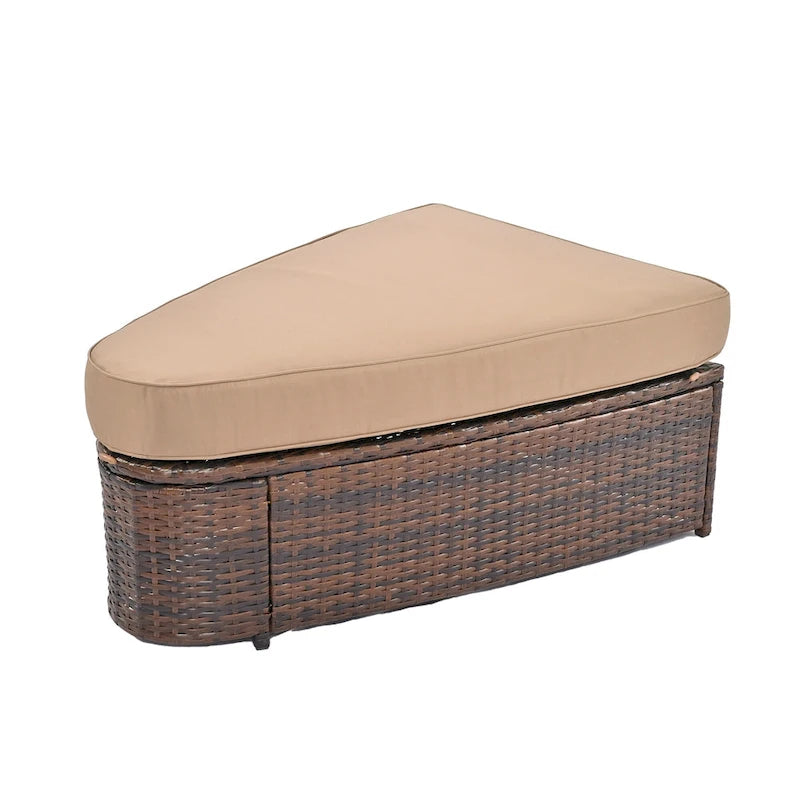 Ensemble de canapé d'angle modulable 6 pièces en rotin pour extérieur avec table basse, combinaison libre