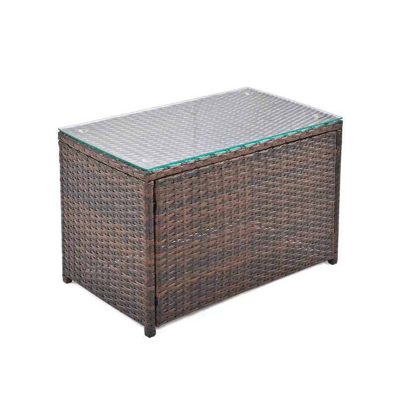 Ensemble de canapé d'angle modulable 6 pièces en rotin pour extérieur avec table basse, combinaison libre
