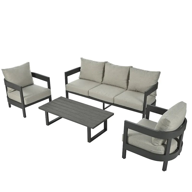 Ensemble de mobilier d'extérieur avec coussins épais pour un confort optimal, parfait pour les pelouses, les terrasses et les bords de piscine