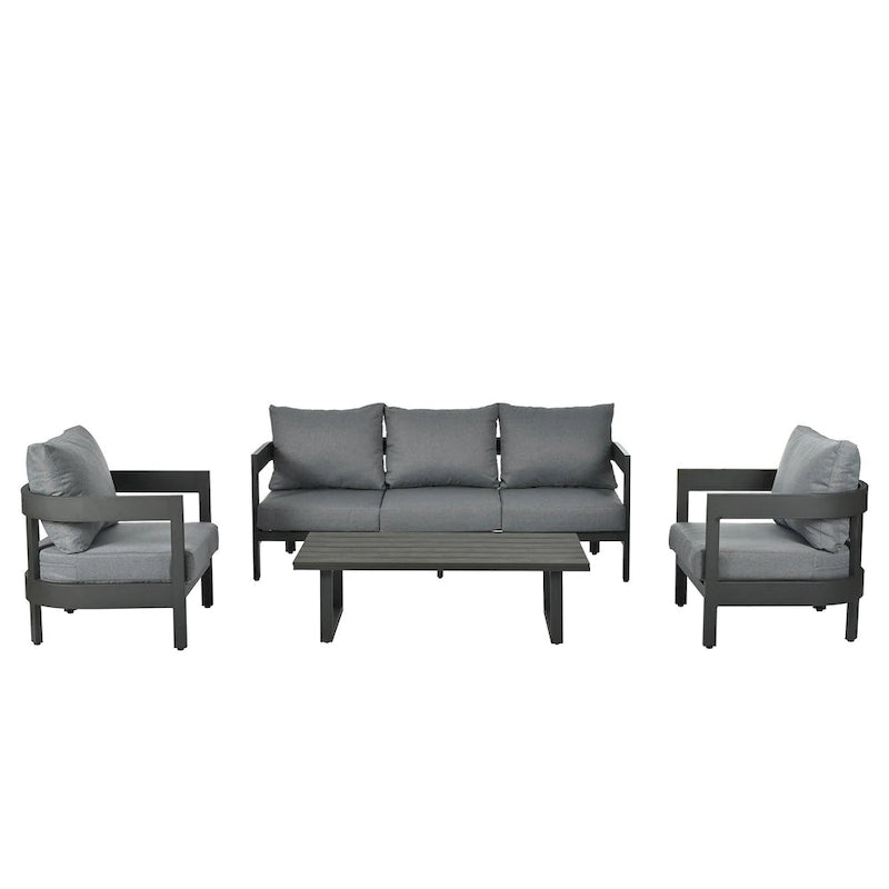 Ensemble de mobilier d'extérieur avec coussins épais pour un confort optimal, parfait pour les pelouses, les terrasses et les bords de piscine
