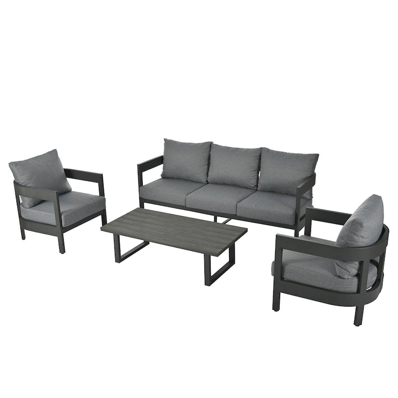 Ensemble de mobilier d'extérieur avec coussins épais pour un confort optimal, parfait pour les pelouses, les terrasses et les bords de piscine