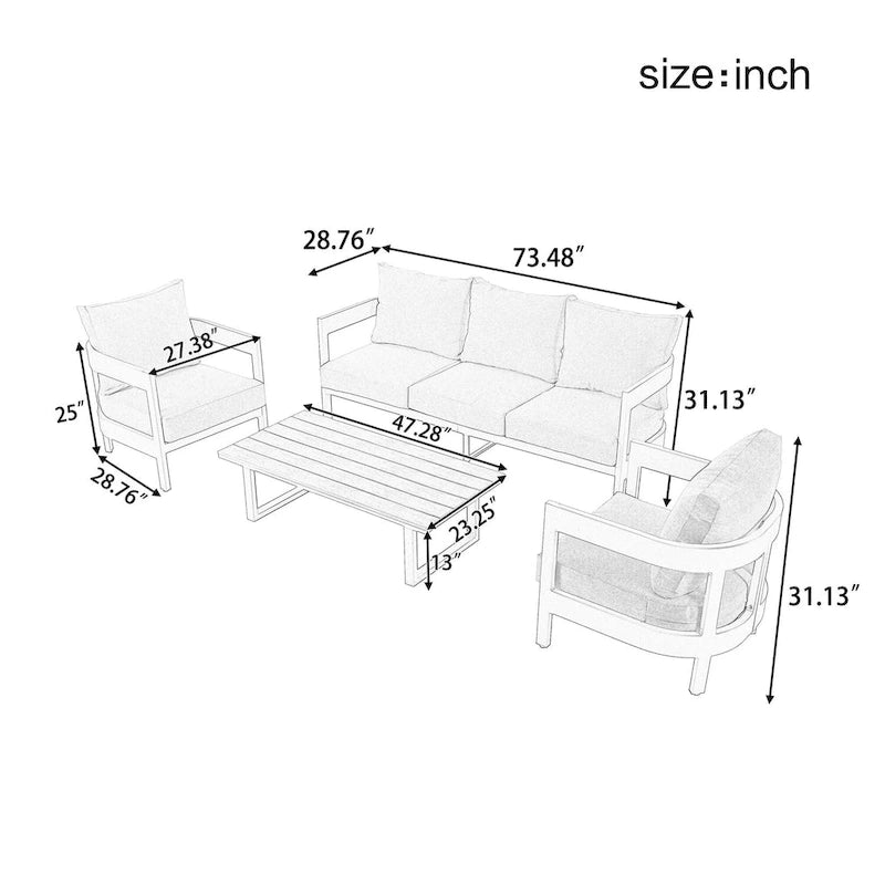 Ensemble de mobilier d'extérieur avec coussins épais pour un confort optimal, parfait pour les pelouses, les terrasses et les bords de piscine