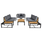Ensemble de canapé d'angle en fer de 4 pièces pour patio extérieur avec table basse et étagère de rangement latérale