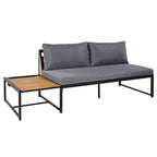 Ensemble de canapé d'angle en fer de 4 pièces pour patio extérieur avec table basse et étagère de rangement latérale