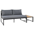 Ensemble de canapé d'angle en fer de 4 pièces pour patio extérieur avec table basse et étagère de rangement latérale