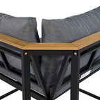 Ensemble de canapé d'angle en fer de 4 pièces pour patio extérieur avec table basse et étagère de rangement latérale
