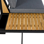 Ensemble de canapé d'angle en fer de 4 pièces pour patio extérieur avec table basse et étagère de rangement latérale