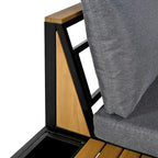 Ensemble de canapé d'angle en fer de 4 pièces pour patio extérieur avec table basse et étagère de rangement latérale