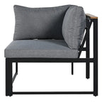 Ensemble de canapé d'angle en fer de 4 pièces pour patio extérieur avec table basse et étagère de rangement latérale